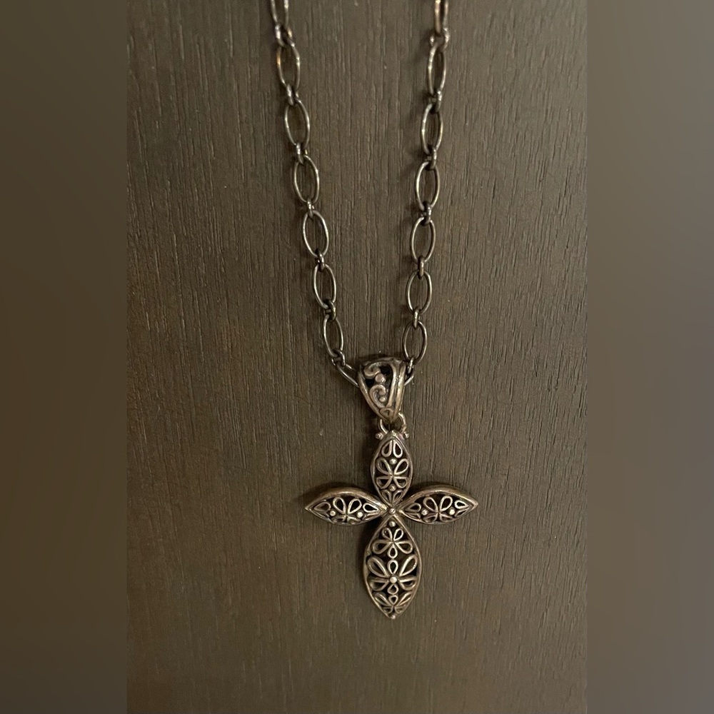 Multi Colour Long Cross Pendant Necklace